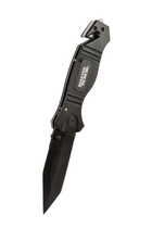 Нож складной MASTERTOOL "ELMAX" 207х37х16 мм черное нержавеющее лезвие алюминиевая рукоятка стропорез AMS1264 - изображение 9