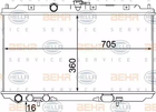 Радиатор охлаждения двигателя BEHR/HELLA NISSAN Primera 2.0 (QR20DE) 01-07, 21410AV600 (8MK376770-671)