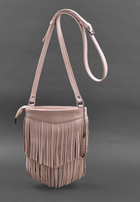 Кожаная женская сумка с бахромой мини-кроссбоди розовая - изображение 3