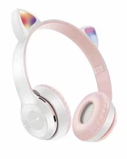 Наушники Bluetooth Розовый с ушками и подсветкой Cat Miu Star P47 (SH777562)