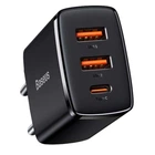 Сетевое зарядное устройство Baseus Compact Quick Charger 30W QC+ PD (1Type-C + 2USB) (Черный) (50738)