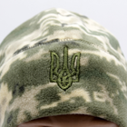 Флісова шапка з гербом піксель камуфляжна на зиму - зображення 4