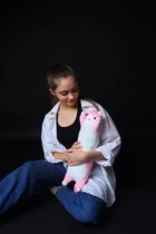 Детская игрушка плюшевая обнимашка Кот батон 50 см подушка Розовый 9006/50