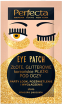 Płatki pod oczy Perfecta Eye Patch złote glitterowe koreańskie 2 szt (5900525065872) - obraz 1
