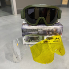 Маска тактическая ATTACK + 2 сменных стекла, очки тактические, цвет Олива - изображение 9