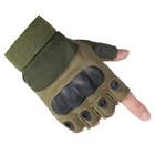 Перчатки тактические с защитой костяшек полупалец олива М - изображение 1