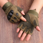 Перчатки тактические с защитой костяшек полупалец олива L - изображение 3