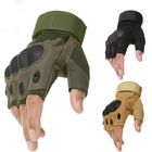 Перчатки тактические с защитой костяшек полупалец олива L - изображение 4