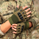 Перчатки тактические с защитой костяшек полупалец олива XL - изображение 2