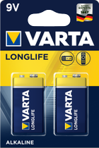 Батарейка Varta Longlife 6LR61 BLI 2 Alkaline (BAT-VAR-0003) - зображення 1