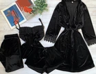 Пижама женская четверка халат майка шорты брюки Tina Collection XL черный