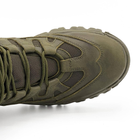 Ботинки демисезонные кожаные олива с тканевыми вставками Разноцвет 41 - изображение 3