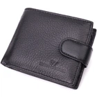Небольшой вместительный кошелек из натуральной кожи ST Leather Wallet 22456 Черный