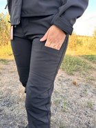 Штани на флісі чорні жіночі зима Soft Shell для спецпідрозділу Combat S М - зображення 6