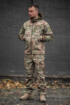 Мужской костюм Softshell на флисе Куртка с капюшоном + Брюки / ветрозащитная форма цвет мультикам 2XL - изображение 2