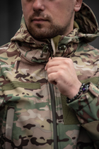 Мужской костюм Softshell на флисе Куртка с капюшоном + Брюки / ветрозащитная форма цвет мультикам XL - изображение 6