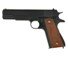 Пистолет Кольт металлический черный стреляет пластиковыми 6 мм пулями с коричневой накладкой - изображение 3
