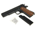 Пистолет Кольт металлический черный стреляет пластиковыми 6 мм пулями с коричневой накладкой - изображение 8