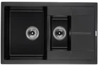 Кухонная мойка гранит GRANADO Leon black shine (1001) + сифон двойной для кухонной мойки Nova с эксцентриком