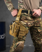 Набедренная тактическая кабура для пистолета Tactic универсальная кобура на пояс с карманом под магазин кайот Вт7585 - изображение 2