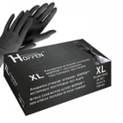 Рукавички оглядові нітрилові HOFFEN black нестерильні текстуровані без пудри розмір XL - зображення 1