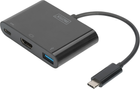 Adapter Digitus USB Type-C – HDMI/USB Type-C/USB Type-A Black (DA-70855) - obraz 1