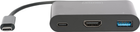 Adapter Digitus USB Type-C – HDMI/USB Type-C/USB Type-A Black (DA-70855) - obraz 2