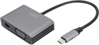 Adapter Digitus USB Type-C - mini-DisplayPort + VGA 0.2 m Silver (DA-70825) - obraz 1