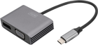 Adapter Digitus USB Type-C - DisplayPort + VGA 0.2 m Grey (DA-70827) - obraz 1