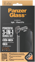 Zestaw PanzerGlass Privacy 3-in-1 Pack do Apple iPhone 15 Pro etui + szkło hartowane + szkło do obiektywów (B1173+P2810) - obraz 4