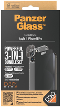 Набір PanzerGlass Privacy 3-in-1 Pack для Apple iPhone 15 Pro чохол + Захисне скло + Захисне скло для камери (B1173+P2810) - зображення 4