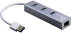 USB-хаб Inter-Tech Argus USB 3.0 Type-A на 3 x USB 3.2 Gen1 Type-A, RJ-45 Silver (88885471) - зображення 1