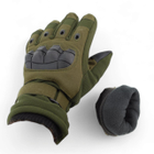 Перчатки тактические с пальцами на плотном флисе Thinsulate 9021_XL_Olive - изображение 1