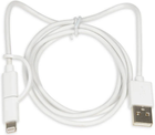Kabel iBOX USB 2-w-1 Type-A / Micro-B + Lightning MFi 1 m Biały (IKUML2W1) - obraz 1