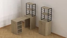 Стол-тумба трансформер Смарт 4/2 с этажеркой Ferrum-decor 1430x1450x600 Черный металл ДСП Дуб Сонома 16 мм (SMART410)