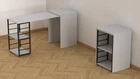 Стол-тумба трансформер Смарт 2/1 Ferrum-decor 750x1450x500 Черный металл ДСП Белый 16 мм (SMART200)