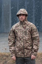 Мужская Демисезонная Куртка Soft Shell Хищник на Флисе ветрозащитная S - изображение 1