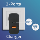 Ładowarka sieciowa Qoltec Super Quick PD Charger USB-C USB-A 65W 5-20V 1.5-3.25A Black - obraz 3