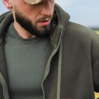 Куртка тактическая с капюшоном мужская из плотного флиса и шерпа плотностью 550г/м2 Grizli Олива 50 - изображение 5