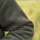 Куртка тактическая с капюшоном мужская из плотного флиса и шерпа плотностью 550г/м2 Grizli Олива 50 - изображение 8