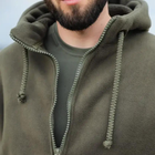 Куртка тактическая с капюшоном мужская из плотного флиса и шерпа плотностью 550г/м2 Grizli Олива 60 - изображение 6