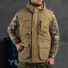 Мужская влагозащищенная куртка-жилет с меховым утеплителем / Трансформер 2в1 "Outdoor" койот размер L - изображение 3