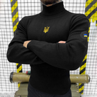 Вязаный мужской Гольф с Патриотической вышивкой / Утепленная Водолазка черная размер XL - изображение 1