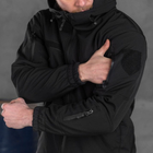Демісезонна чоловіча Куртка з капюшоном Softshell на флісі чорна розмір S - зображення 5