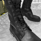 Мужские кожаные Берцы Shaved на меху с резиновой подошвой / Зимние высокие Ботинки черные размер 41 - изображение 3