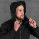 Демисезонная мужская Куртка с капюшоном Softshell на флисе черная размер M - изображение 7