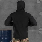 Демісезонна чоловіча Куртка з капюшоном Softshell на флісі чорна розмір XXXL - зображення 2