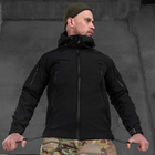Демісезонна чоловіча Куртка з капюшоном Softshell на флісі чорна розмір XL - зображення 4