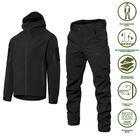 Мужской костюм Удлиненная Куртка + Брюки на флисе / Демисезонный Комплект SoftShell 2.0 черный размер S - изображение 1
