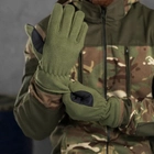 Усиленные Флисовые Перчатки с кожаными накладками олива размер универсальный - изображение 3